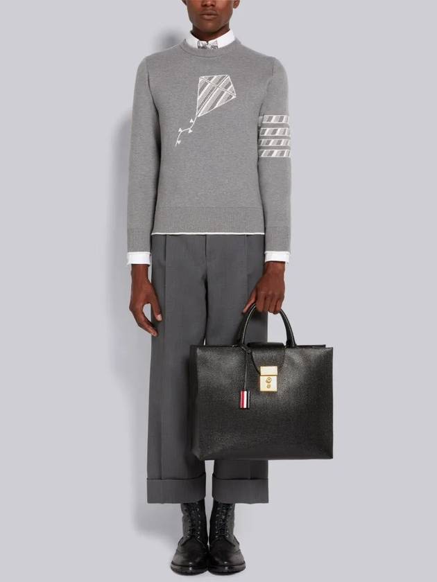 Men's Diagonal Kite Icon Jacquard Knit Cotton Sweatshirt Light Grey - THOM BROWNE - BALAAN 8