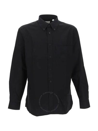 Men's Embroidered Oak Leaf Crest Stretch Cotton Long Sleeve Shirt Black - BURBERRY - BALAAN 2