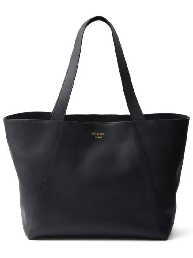 Logo Leather Tote Bag Black - PRADA - BALAAN 1