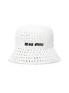 Woven Fabric Bucket Hat White - MIU MIU - BALAAN 2