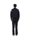 Men's Reversible Padded 4 Bar Funnel Neck Merino Jersey Padding Jacket Navy - THOM BROWNE - BALAAN 6