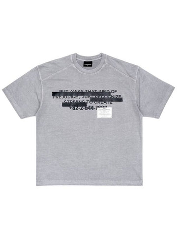 Hidden Slogan Pigment Short Sleeve T-Shirt Grey - BLACKBLOND - BALAAN 1