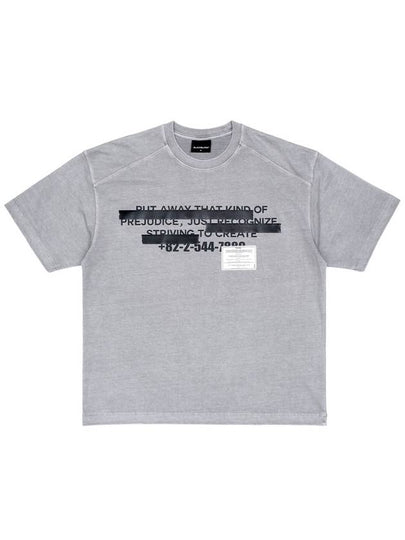 Hidden Slogan Pigment Short Sleeve T-Shirt Grey - BLACKBLOND - BALAAN 2