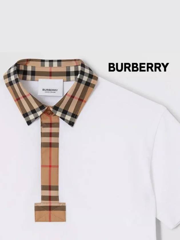 Kids Collar Check Short Sleeve Polo Shirt White - BURBERRY - BALAAN 5