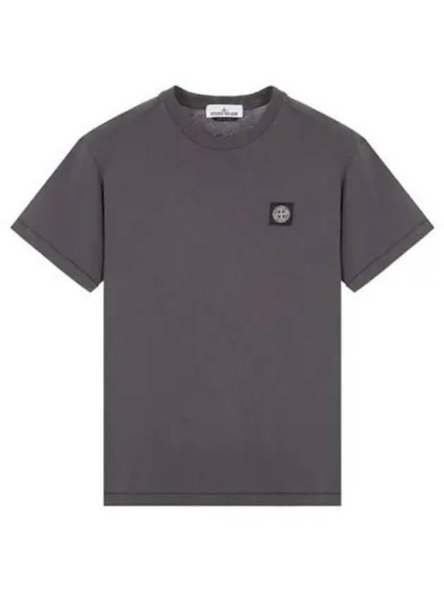 Chest logo round short sleeve t shirt charcoal men s 270715 - STONE ISLAND - BALAAN 1