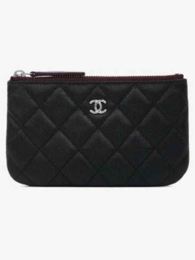 Silver logo grained calfskin clutch bag black - CHANEL - BALAAN 2