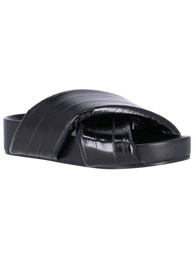 Crossover Strap Leather Slippers Black - JIL SANDER - BALAAN 3