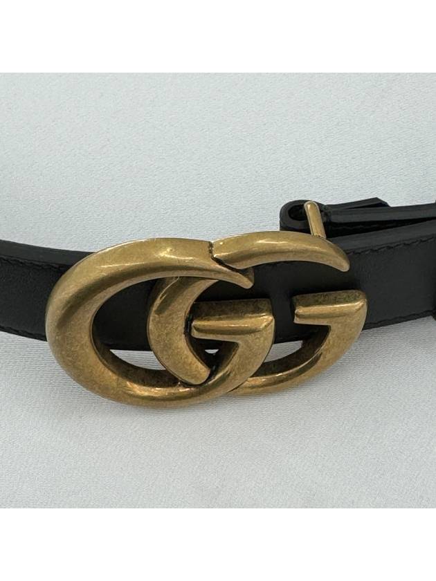 Men's GG Marmont Double G Buckle Gold Hardware Leather Belt Black - GUCCI - BALAAN 7