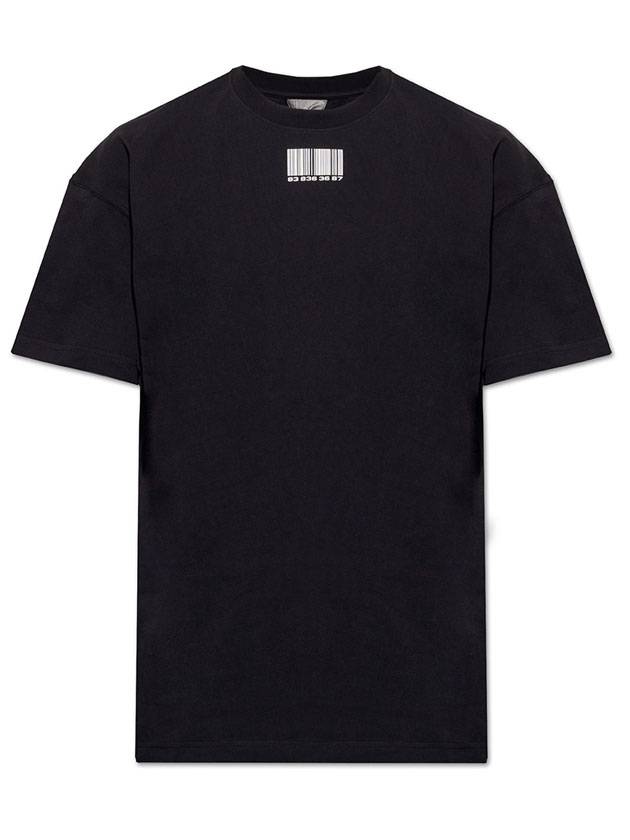 Neck Barcode Print Short Sleeve T-Shirt Black - VETEMENTS - BALAAN 1