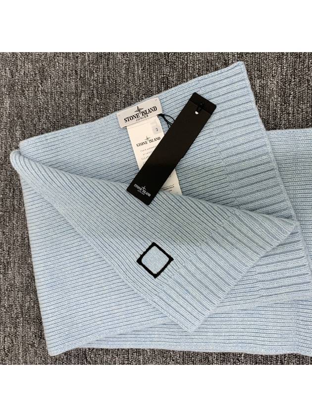 Kids Logo Patch Wool Cashmere Muffler Sky Blue 7916N02Z3 V0041 - STONE ISLAND - BALAAN 5