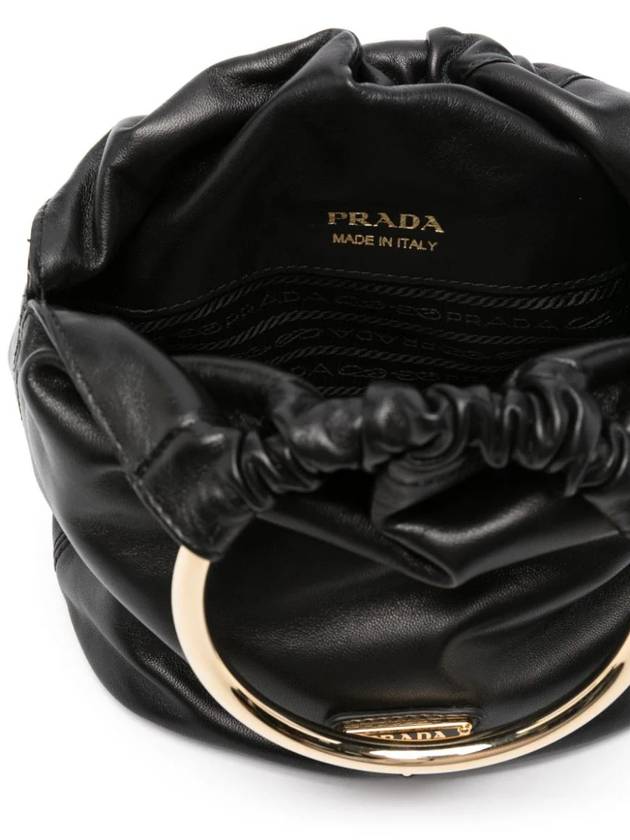 Nappa Mini Leather Bucket Bag Black - PRADA - BALAAN 6