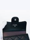 Small Classic Flap Wallet Grained Calfskin Silver Black - CHANEL - BALAAN 10