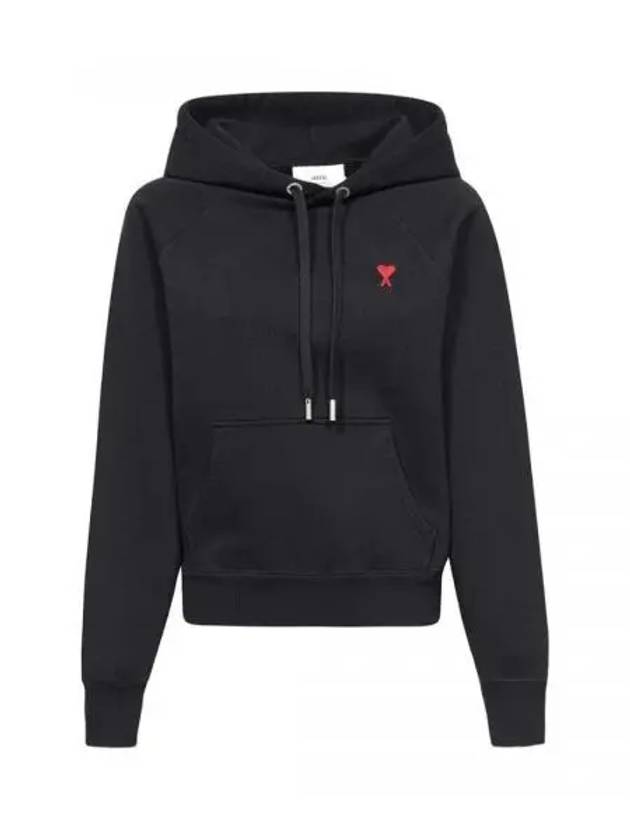 Heart Logo Cotton Hoodie Black - AMI - BALAAN 2