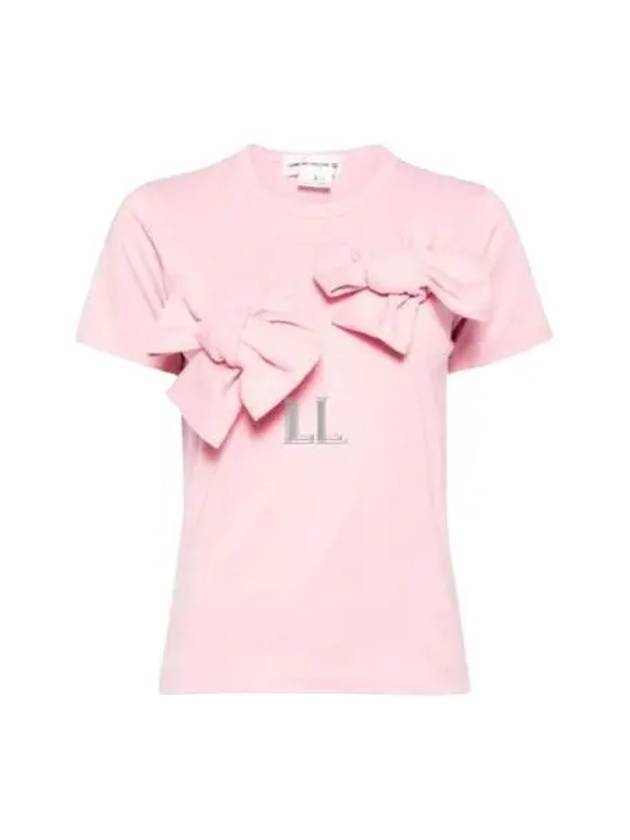 Ribbon Cotton Short Sleeve T-Shirt Pink - COMME DES GARCONS - BALAAN 2