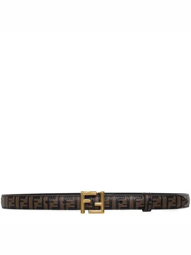 FF Square Stud Buckle Leather Belt Brown - FENDI - BALAAN 3