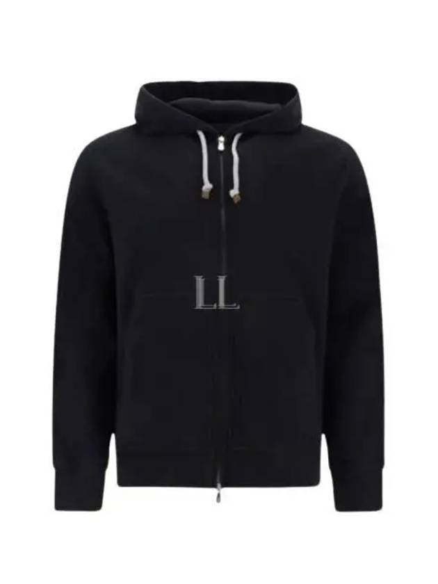 Tech Cotton Zip-Up Hoodie Black - BRUNELLO CUCINELLI - BALAAN 2