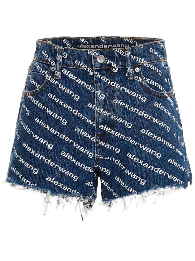 Byte Logo Monogram Denim Shorts Blue - ALEXANDER WANG - BALAAN 2