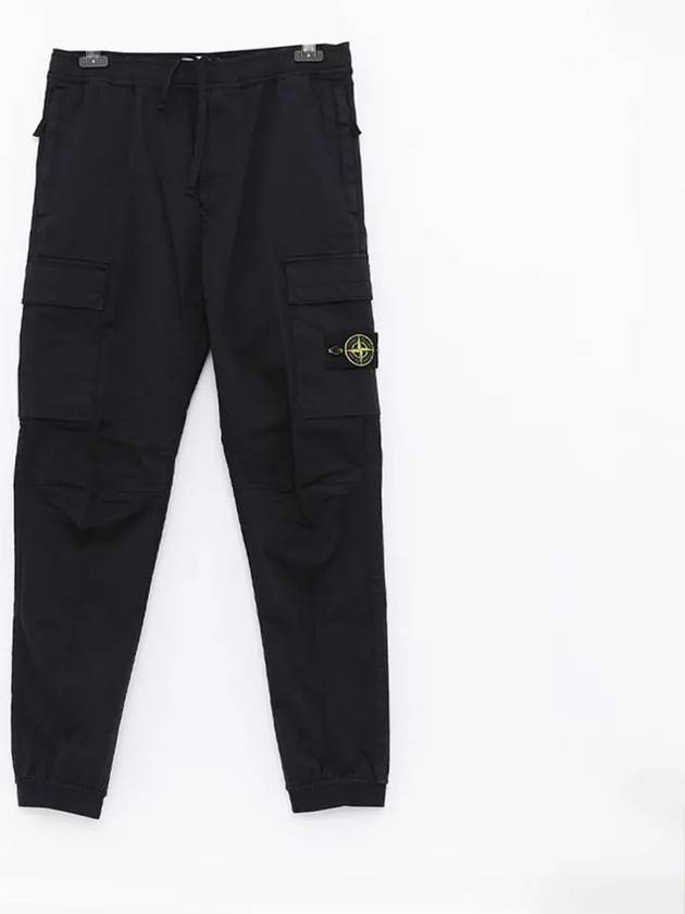 Stretch Cotton Wool Satin Cargo Straight Pants Navy - STONE ISLAND - BALAAN 2