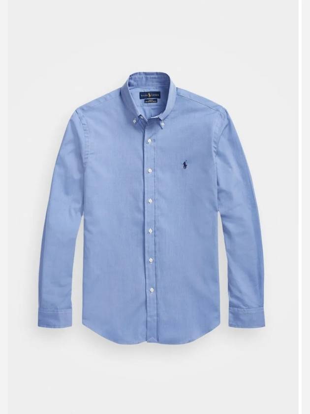 Embroidered Logo Long Sleeves Shirt Blue - POLO RALPH LAUREN - BALAAN 2