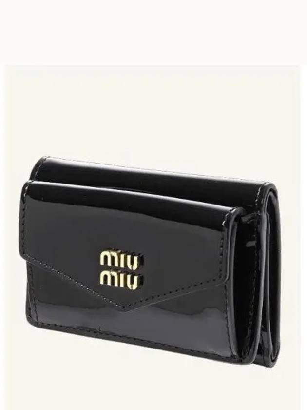 Matelasse Logo Leather Half Wallet Black - MIU MIU - BALAAN 2