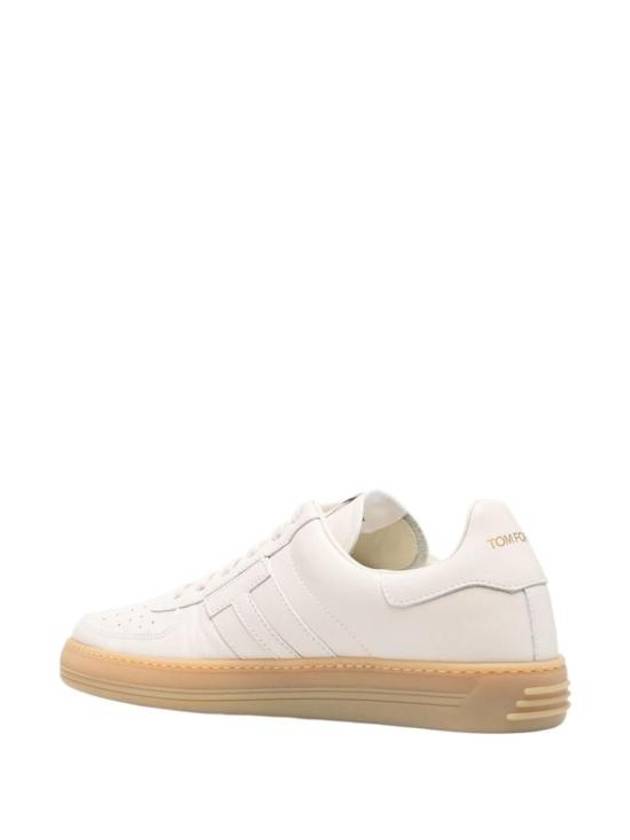 Logo Leather Low-Top Sneakers White - TOM FORD - BALAAN 3