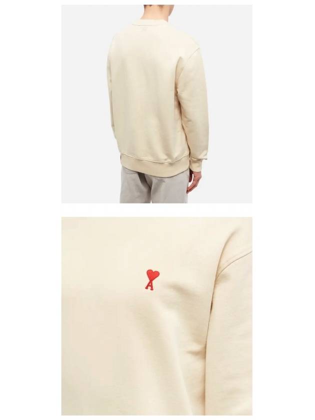 Small Heart Logo Organic Cotton Sweatshirt Vanilla - AMI - BALAAN 6