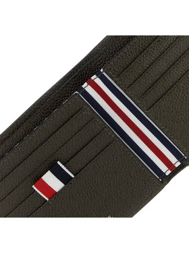 Pebble Grain Leather Half Wallet Dark Brown - THOM BROWNE - BALAAN 5