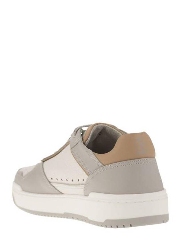 Logo Patch Leather Low Top Sneakers Grey - BRUNELLO CUCINELLI - BALAAN 4