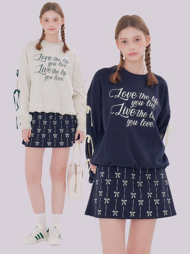 MET ribbon detail sweatshirt mini skirt set - METAPHER - BALAAN 6