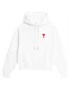 Heart Embroided Logo Cotton Hoodie White - AMI - BALAAN 1