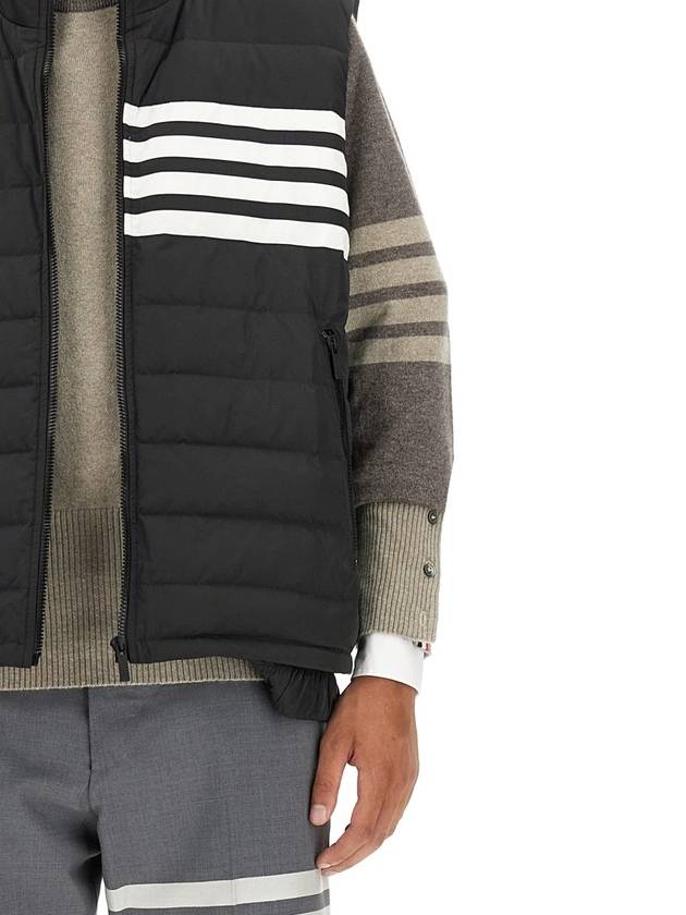 4 Bar Poly Twill Down Vest Charcoal - THOM BROWNE - BALAAN 3