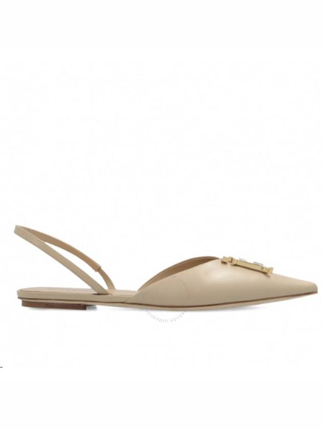 Burberry Ladies Anderton Soft Fawn Logo Plaque Slingback Flats, Brand Size 38 ( US Size 8 ) - BURBERRY - BALAAN 1