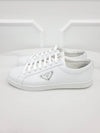 Triangular logo white sneakers 7 5 - PRADA - BALAAN 4