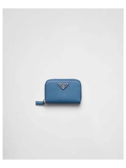 Triangle Logo Saffiano Leather Card Wallet Blue - PRADA - BALAAN 2