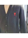 Heart Logo Merino Wool Cardigan Black - AMI - BALAAN 7