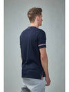 Striped Detail Crew Neck Cotton Short Sleeve T-Shirt Navy - THOM BROWNE - BALAAN 5