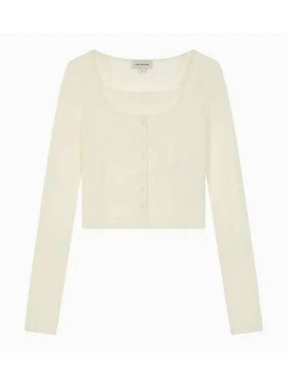 2 In 1 Rib Crop Slim Cardigan Ivory - CALVIN KLEIN - BALAAN 2