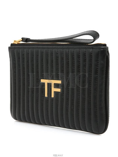 Quilted TF Clutch S0357T Black Gold Pouch - TOM FORD - BALAAN 2