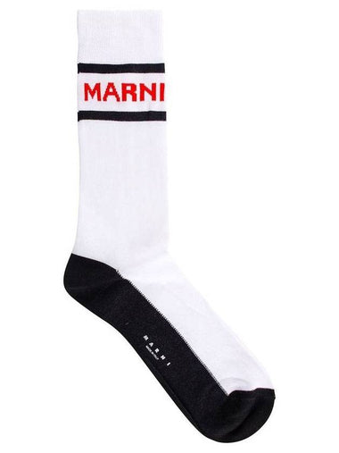 Logo Jacquard Stripe Socks White - MARNI - BALAAN 1