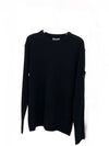 Men's Logo Patch Crew Neck Soft Cotton Knit Top Black - STONE ISLAND - BALAAN 3