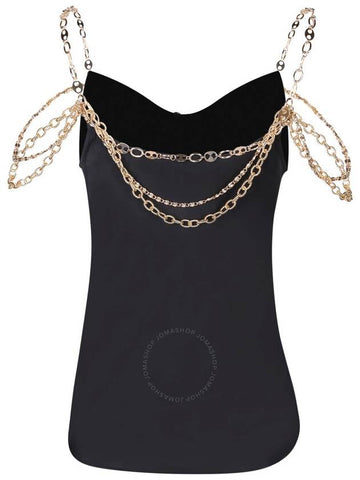 Rabanne Ladies Black Top Embellished With Eight Signature Chain Brand Size 36 US Size 4 - PACO RABANNE - BALAAN 1