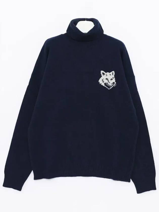 Fox Head Intarsia Comfort Turtleneck Ink Blue - MAISON KITSUNE - BALAAN 3