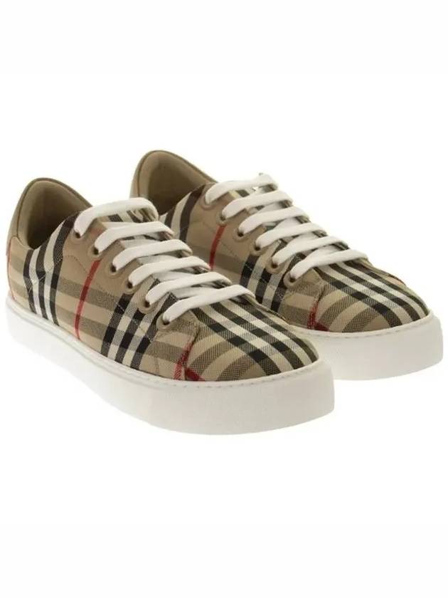 Vintage Check and Leather Sneakers Archive Beige - BURBERRY - BALAAN 3