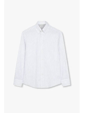 Men s Slim Fit Striped Shirt White - BRUNELLO CUCINELLI - BALAAN 1