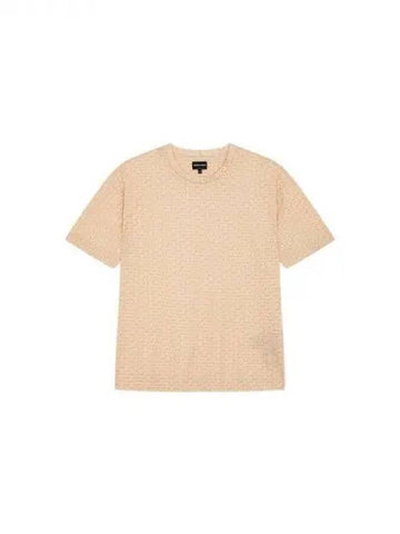 Men s Logo Pattern Cotton T Shirt Beige 270848 - GIORGIO ARMANI - BALAAN 1