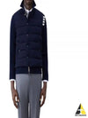 Men's Reversible Padded 4 Bar Funnel Neck Merino Jersey Padding Jacket Navy - THOM BROWNE - BALAAN 2