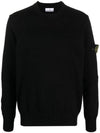 Logo Patch Knit Top Black - STONE ISLAND - BALAAN 1