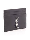 Monogram Card Case in Smooth Leather Black - SAINT LAURENT - BALAAN 3