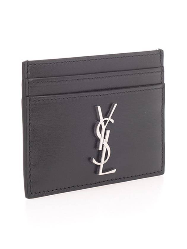 Monogram Card Case in Smooth Leather Black - SAINT LAURENT - BALAAN 3