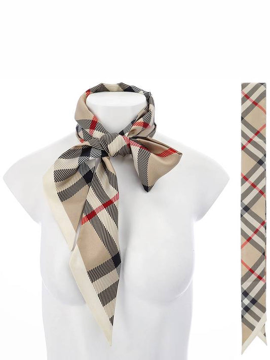 Skinny Check Silk Scarf Archive Beige - BURBERRY - BALAAN 2